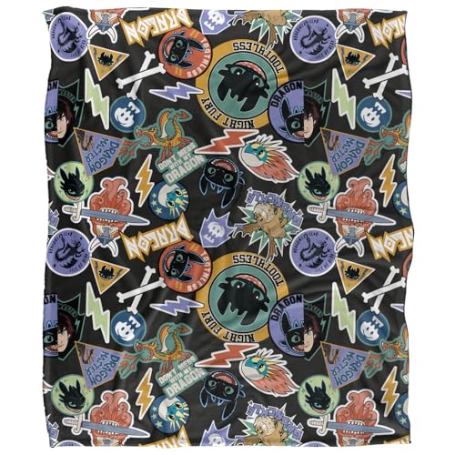 Toothless Dragon Badges Silky Touch Super Soft Throw Blanket 152 X 127 Cm