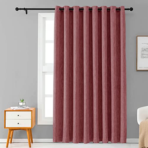 Melodieux Elegant Cotton Wide Burgundyout Curtains for Sliding Glass Door Living Room Thermal Insulated Privacy Grommet Drapes, 100 by 84 Inch, Burgundy (1 Panel)