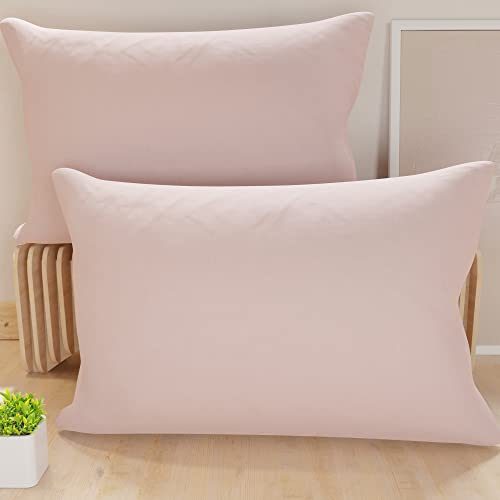 PETTI Artigiani Italiani - Pair of Microfiber Pillowcases 60x40 cm, Bedroom Cushions, Sofa, Set of 2 Cushion Covers, Solid Color Pink Pillowcase, 100% Made in Italy