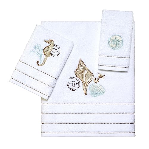Avanti Linens - 3pc Towel Set, Soft & Absorbent Cotton, Farmhouse Inspired Bathroom Decor (Farmhouse Shell Collection)
