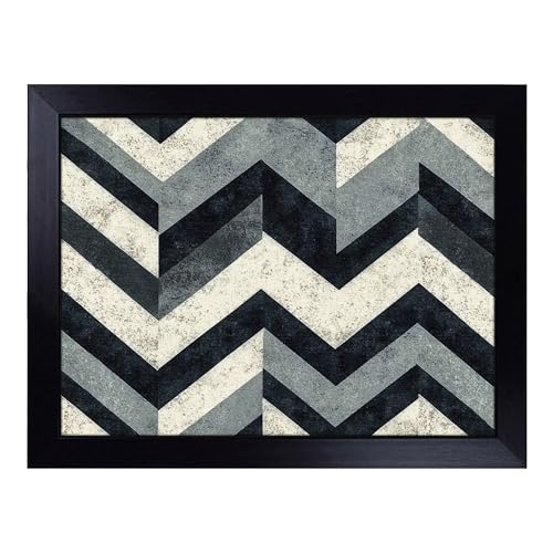 Lap Tray with Bean Bag Cushion, Chevron Pattern - Handmade in the UK, Raised Wooden Edge, Padded Cushion, Heat-Resistant Wipe-Clean Surface, for Meals, Laptops and Crafts