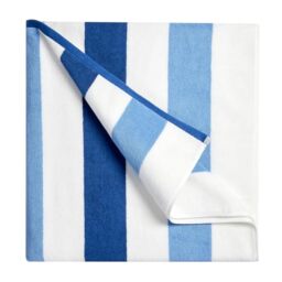 "Bornbay Cotton Oversized Beach Towel - Extra Large 40""X70"" Plush Thick Pool Towel, XL Soft Stripe Cabana Swim Towels for Adults Mens Women Girls (White Navy Blue)"