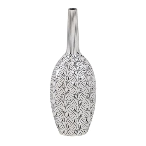 BigBuy Home Vase White Black Polyresin 23.5 x 13.5 x 60 cm