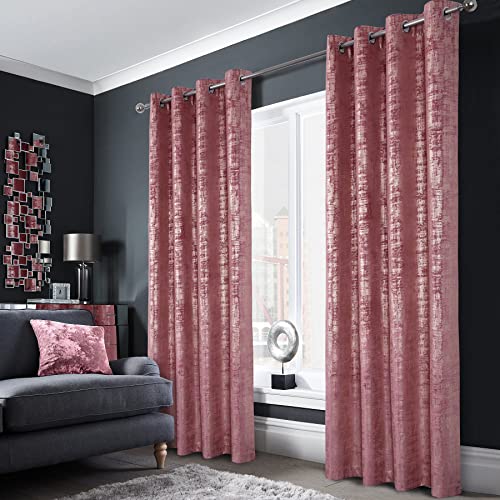 always4u Wild Rose Soft Velvet Curtains 63 Inch Length Luxury Bedroom Curtains Gold Foil Print Window Treatments for Living Room Set of 2