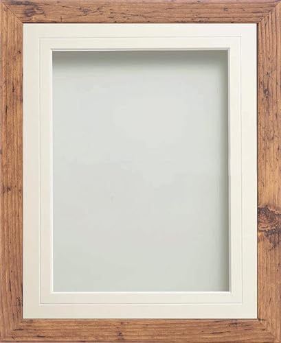 Frame Company Allington Rustic Photo Frame with White V-Groove Mount, 10x8 for 6x4 inch, fitted with perspex