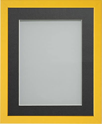 Frame Company Jellybean Range Mustard Yellow Wooden 20x16 inch Picture Photo Frame with Grey Mount for Image A3 * Choice of Colours & Sizes* Fitted with Perspex