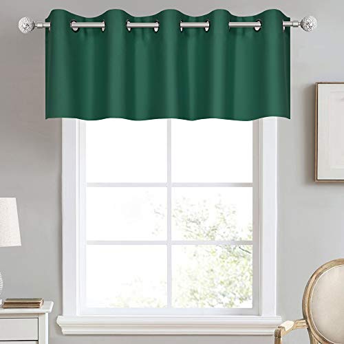 DECOVSUN Green Valance for Kitchen Blackout Thermal Insulated 70X18 Inches Short Curtains Drapes Grommet Valance for Bedroom/Living Room 1 Panel