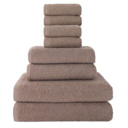 Top Towel Set of 8 Bath Towels - 2 x Shower Towels, 2 x Hands/Washbasin and 4 x Face or Bidet - 100% Soft Cotton 400 g/m² - Ideal for Modern and Stylish Bathroom