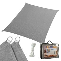 Relaxdays Shade Sail, 3x4 m, breathable HDPE, garden, balcony, with eyelets & tension ropes, rectangular, dark grey