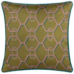 Paoletti Carnaby Chain Geometric Satin Feather Filled Cushion
