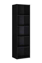 Hodedah Import Bookcase, Multi-Purpose Unit, Space-Saving & Stylish Storage, Slim and versatile design, 5 Shelf, 30D x 40.4W x 150.1H cm Dimensions, Black