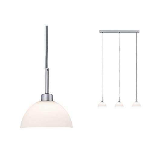 Paulmann 70925 Parana Pendant luminaire max. 3x40 watts Pendant lamp White, Chrome matt Ceiling lamp Glass, Metal GU10