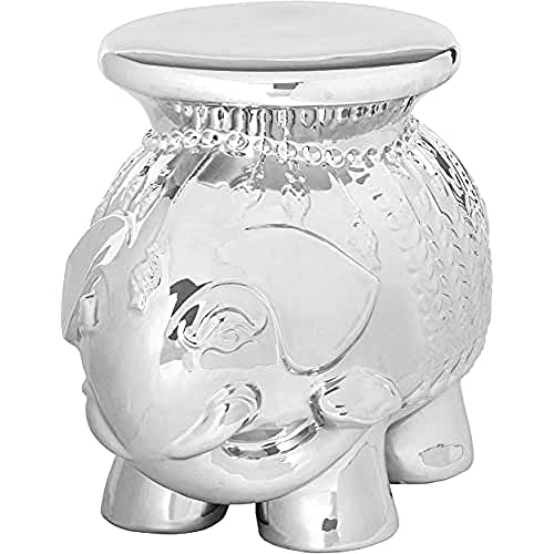 SAFAVIEH Modern Ceramic Garden Stool, in Silver, 35 X 50 X 45