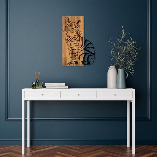 Elegant Decorative Wooden Wall Accessory, Walnut & Black, 38 x 58 cm, 50% Wood (3 cm Thick) & 50% Metal, Unique Colour Variations for Stylish Home Decor