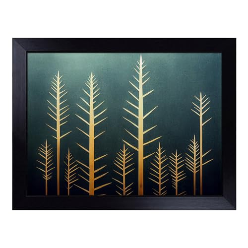 Lap Tray with Bean Bag Cushion, Refined Abstract Pine Trees - Handmade in the UK, Raised Wooden Edge, Padded Cushion, Heat-Resistant Wipe-Clean Surface, for Meals, Laptops and Crafts