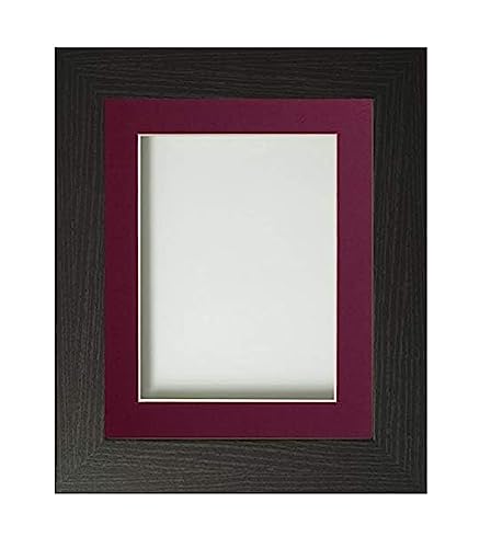 Frame Company Watson Black Picture Photo Frame fitted with Perspex, 10x10 inch with Plum Mount for image size 8x8 inch
