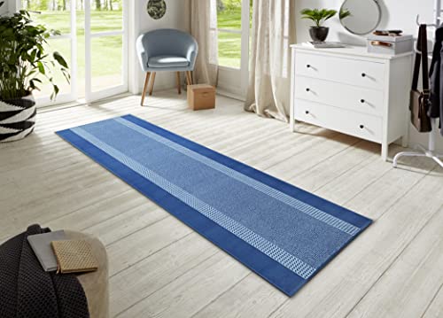 HANSE Home Rug Runner Band 80 x 200 cm - Carpet Runner Soft Short Pile Rug Modern Design Runner for Hallway, Bedroom, Children's Room, Bathroom, Living Room, Kitchen Decorative Runner - Denim Blue