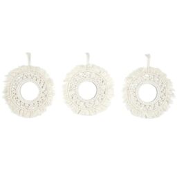 HOME DECO FACTORY, HD0177 Decorative Boho Macramé Mirror, Elegant and Bright, Ideal for Personalizing Your Interior, Easy to Install, Height 28 cm, Beige