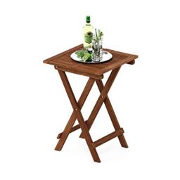 Furinno TIOMAN Patio Table, Folding Outdoor Side Table, Coffee Table in Teak Oil, for Patio, Garden, Porch, Natural
