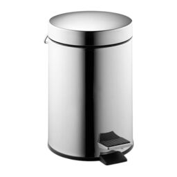 Relaxdays Bathroom Pedal Bin, 3 Litres, Polished Stainless Steel, Removable Inner Bucket, Sanitary Disposal, Silver