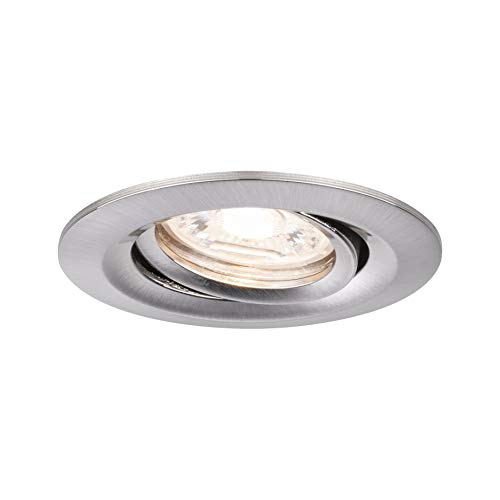 Paulmann LED Downlight Nova Mini Coin Single Light Swivelling Round 66mm 15° Coin 4W 310lm 230V 2700K Brushed Iron 94294