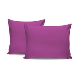 Premium Pillowcase Set (2 Pieces), 80 x 80 cm, Purple, 100% Cotton Ranforce, 155 Thread Count Envelope Closure, Machine Washable at 30°C