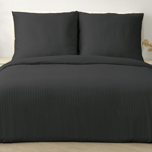 Good Nite Microfibre Bed Linen 200 x 200 cm and 2 Pillowcases 80 x 80 cm with Zip Closure (Black, 200 x 200 cm + 80 x 80 cm x 2)