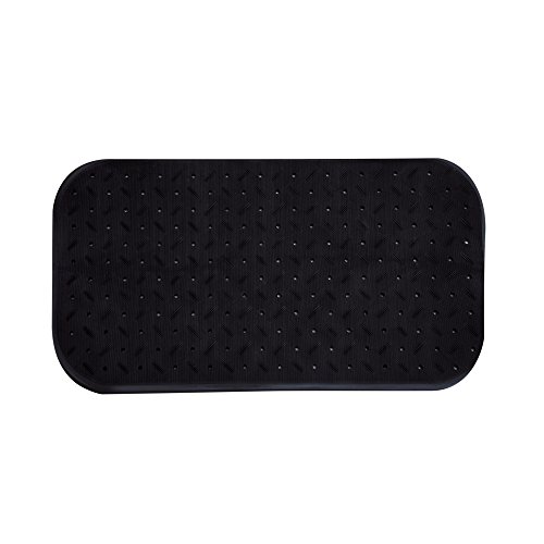 MSV Premium Shower Mat Anti-Bacterial Non-Slip with Suction Cups Black Rose Scent Approx. 36 x 76 cm Washable at 60 °C