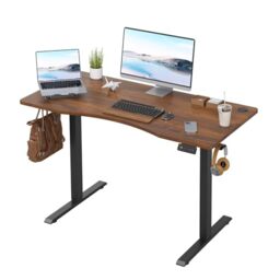 Farini U-Shaped Ergonomic Electric Standing Desk, 120x60cm, Height Adjustable Sit to Stand Desk with Memory Keypad & Headphone Hook for Home and Office Use
