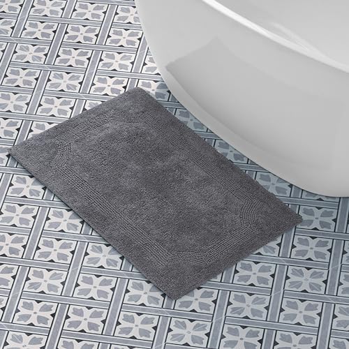 Laura Ashley Reversible Cotton Bath Mat, Charcoal, 21in. X 34in