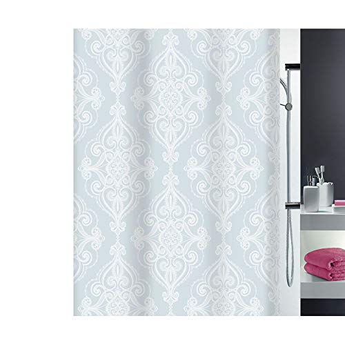 Spirella Rivoli Collection, Textile Shower Curtain, 180 x 180, 100% Polyester, White
