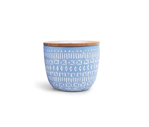 Paddywax Scented Candles Desert-Inspired Sonora Range Candle in Reusable Etched Concrete Pot with Wooden Lid, 85g, Wisteria & Willow