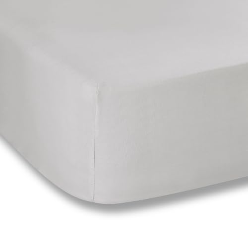 Plain Dyed Silver Fitted Sheet 135 x 200 + Pillowcase White 50 x 80 (2)