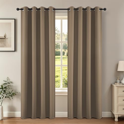 Joydeco Blackout Curtains 120 Inch Length 2 Panels Set, Thermal Insulated Long Curtains& Drapes 2 Burg, Christmas Drapes for Living Room Bedroom Window