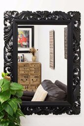 "NEW VERY LARGE SHABBY CHIC BEVEL GLASS OVERMANTLE WALL MIRROR 49"" x 37"" (Black)"