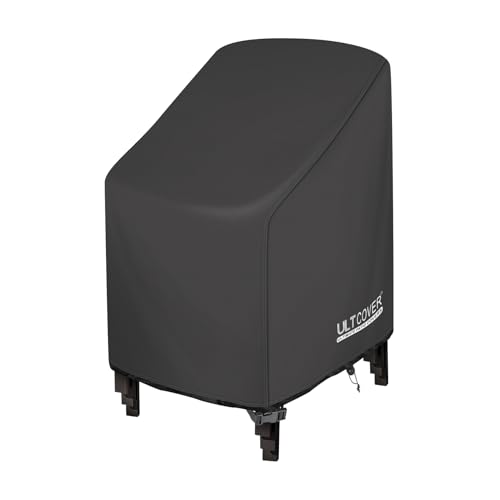 ULTCOVER Stackable Patio Chair Cover – Waterproof Outdoor Stack of Chairs Cover Fits Up to 26W x 34D x 45H inches, Black