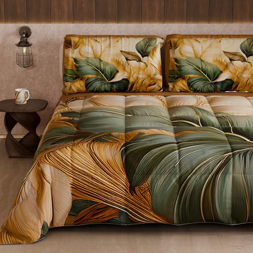 PETTI Artigiani Italiani - Winter Quilt, Winter Duvet, Double Sided Quilt, Solid Colour and Digital Floral Print 25 165, 100% Microfibre, Made in Italy