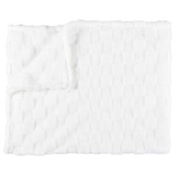 HOME DECO FACTORY, TX0237, White and Beige Checked Flannel Blanket, Ideal for the Sofa or Bed, Soft and Elegant, Easy to Maintain, Dimensions 120 x 150 cm, White and Beige Colour
