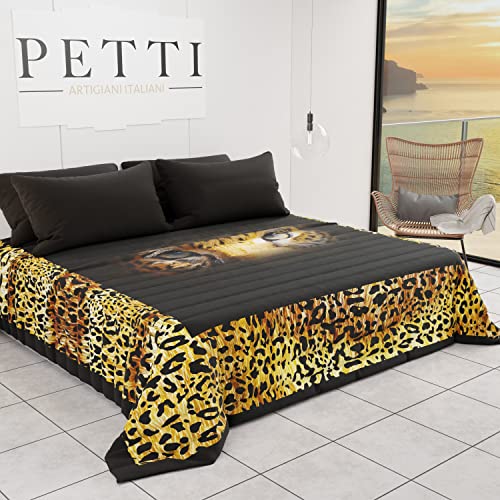 PETTI Artigiani Italiani - Quilt Spring Summer Bedspread One and Half Animal Design 01 100% Hypoallergenic Microfiber 100% Made in Italy