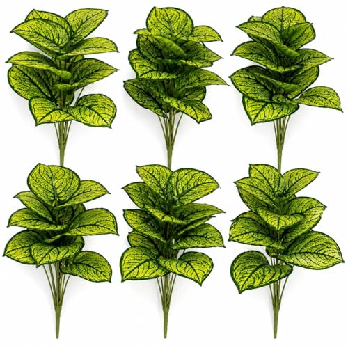 Leaf Multipack Artificial Dieffenbachia Caladium Style Stem Plant Large Faux Green Foliage Arrangement