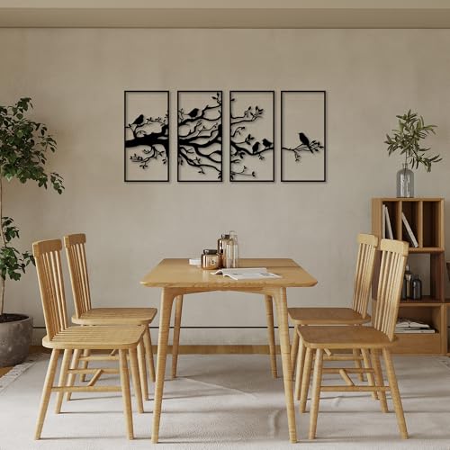 Stylish Black Decorative Metal Wall Accessory (4 Pieces), 34 x 70 cm, 100% Metal, 1.5 mm Thickness, Perfect for Modern Home Decor & Art Display