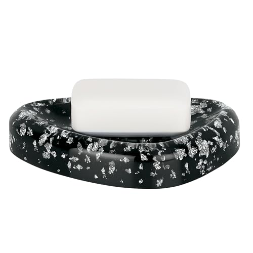 Spirella Etna Glitter Polysresin Soap Dish, Black