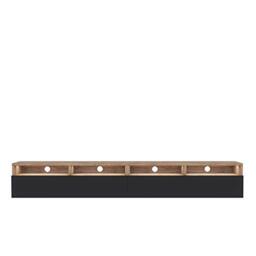Selsey REDNAW - Modern TV Stand/TV Cabinet with 2 Drawers / 200 cm/Wotan Oak/Black Gloss/LED lighting