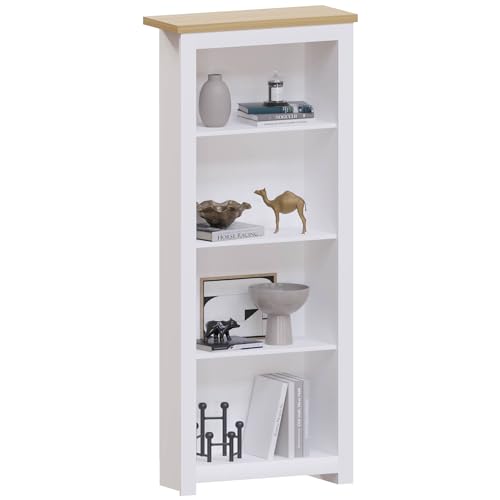 Vida Designs Arlington Bookcase Modern Display Shelves Storage MDF Furniture White (4 Tier)