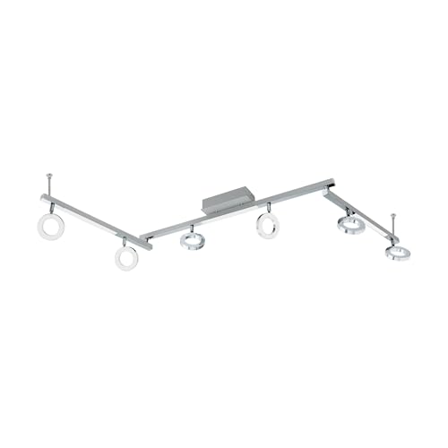 Eglo LED Ceiling Lamp Cardillo, 6-Light Ceiling Spotlight, Aluminium, Metal and Plastic, Living Room Light in Chrome, Warm White LED Hallway Lamp