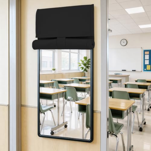 Vatge Classroom Door Window Cover - Small Door Curtain for Narrow Windows, Easy Installation Blackout Frontdoor Curtains, 1 Panel, W12 x L40, Black