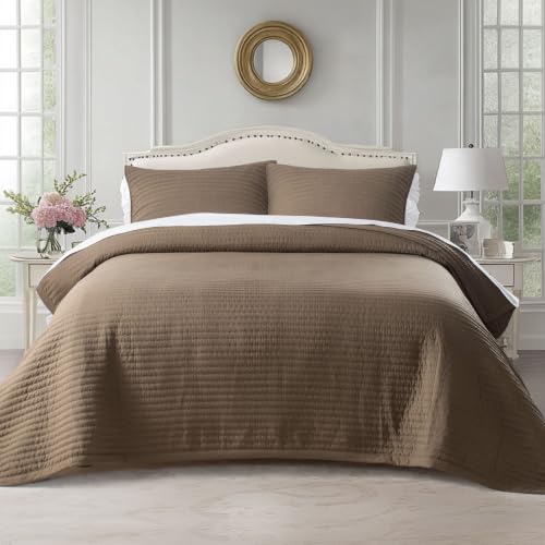 "KASENTEX King XL Quilt Set 108""x98"" ??? Soft Washed 3-Layer Lightweight Bedspread, Minimalist Nordic Design, All-Season Spring & Summer Quilt Set (1 Quilt + 2 Pillow Shams), Cub"