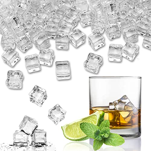 Fake Crushed Square Ice Cubes Artificial Acrylic Crystal Diamonds for Vase Fillers,Table Scatter, Party Favor, Wedding Decoration, Photography Props, Food Display, DIY Crafts (square-10MM 200 Pieces)