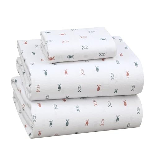 "Ruvanti Flannel Sheets King Size - 100% Cotton Brushed Flannel Bed Sheet Sets - Deep Pockets 16 Inches (fits up to 18"") - All Seasons Breathable & Super Soft - Warm & Cozy - 4 Pcs - Penguin Whistle"