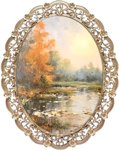 GIFTY GIFTY Victorian Oval Photo Frame / 6x8 In - For Vertical Display on Tabletops - Perfect for Home Decor, Wedding, Vacation, Graduation, Or Any Milestone Photos (Gold)